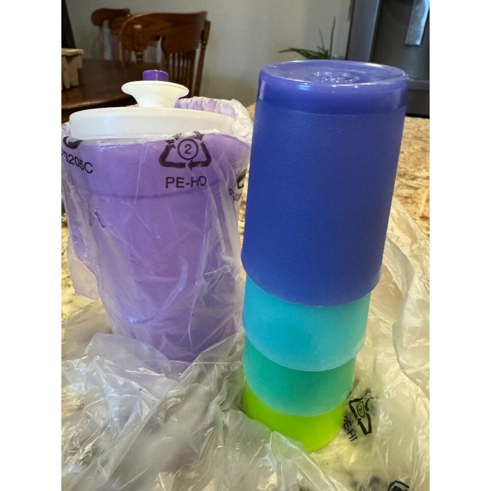 Tupperware Mini Serve-It Set With Pitcher & Stackable Cups Multicolor